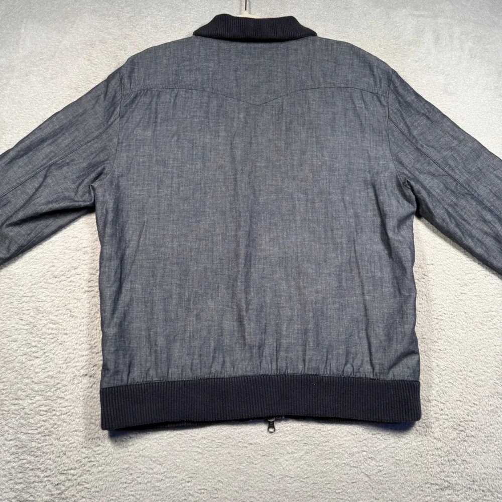 Gap 1969 Jacket Mens Large Blue Linen Cotton Blend Retro Bomber Lightweight‎